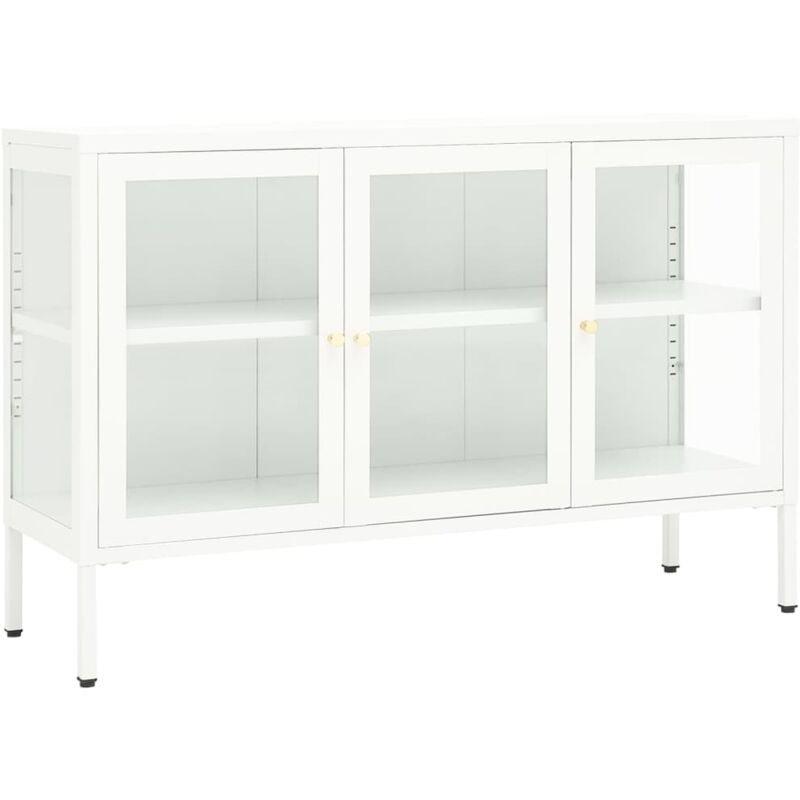 

Aparador de acero y vidrio blanco 105x35x70 cm - Blanco - Vidaxl