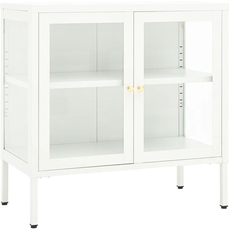 

vidaXL Aparador de acero y vidrio blanco 70x35x70 cm - Blanco