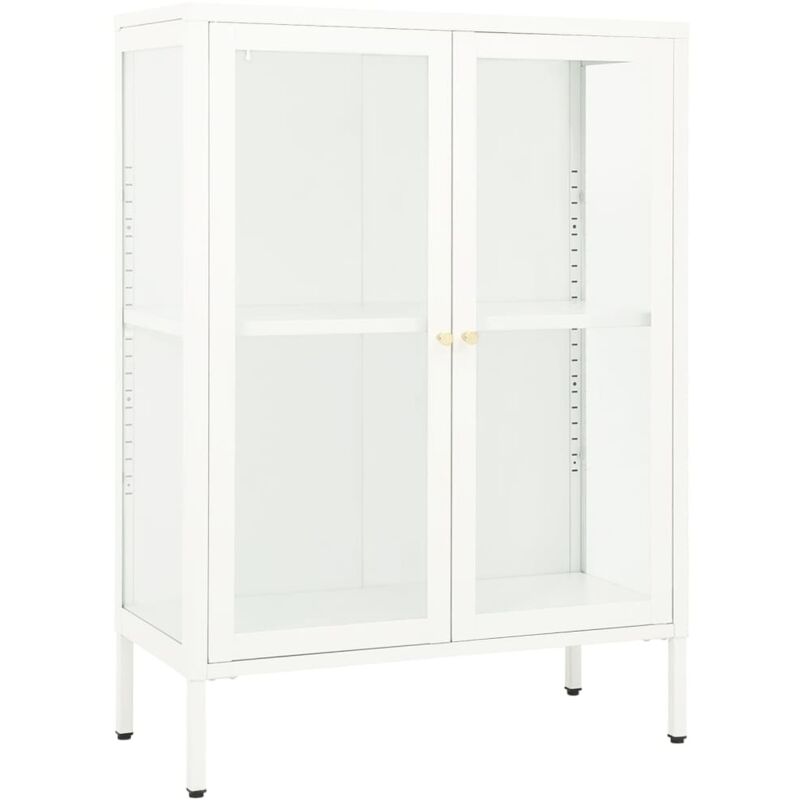 

vidaXL Aparador de acero y vidrio blanco 75x35x105 cm - Blanco