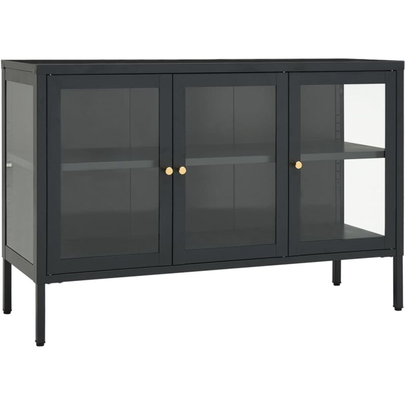 

vidaXL Aparador de acero y vidrio gris antracita 105x35x70 cm - Antracita
