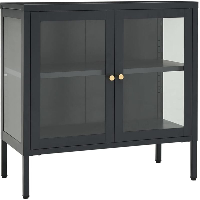 

vidaXL Aparador de acero y vidrio gris antracita 70x35x70 cm - Antracita