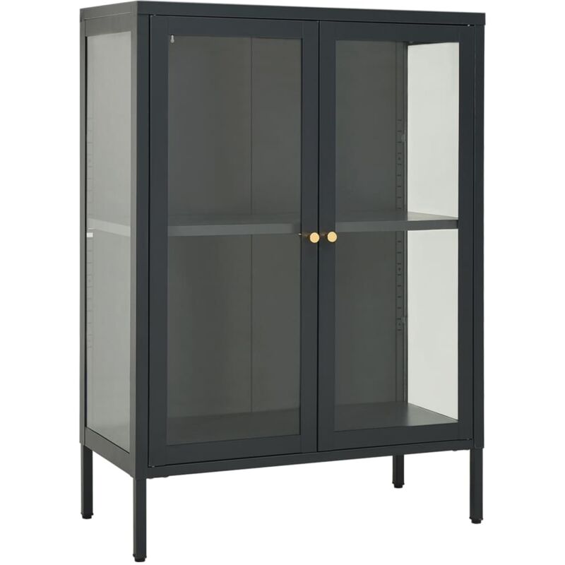 

vidaXL Aparador de acero y vidrio gris antracita 75x35x105 cm - Antracita