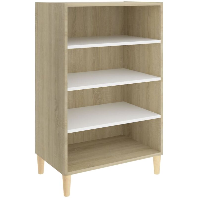 

vidaXL Aparador de aglomerado 57x35x90 cm blanco y roble Sonoma - Blanco