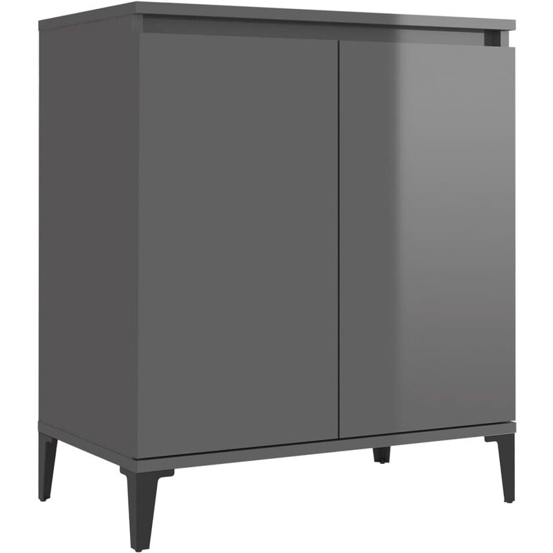 

vidaXL Aparador de aglomerado 60x35x70 cm gris con brillo - Gris