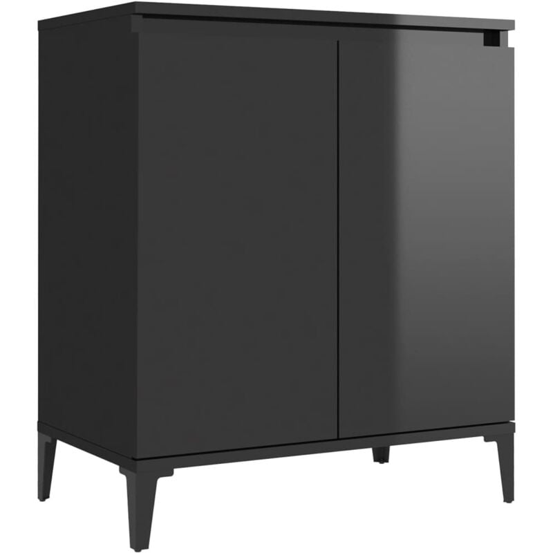 

vidaXL Aparador de aglomerado 60x35x70 cm negro brillante - Negro