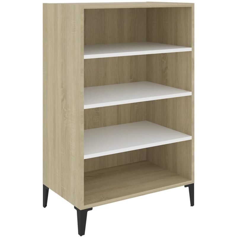 

vidaXL Aparador de aglomerado 57x35x90 cm blanco y roble Sonoma - Blanco