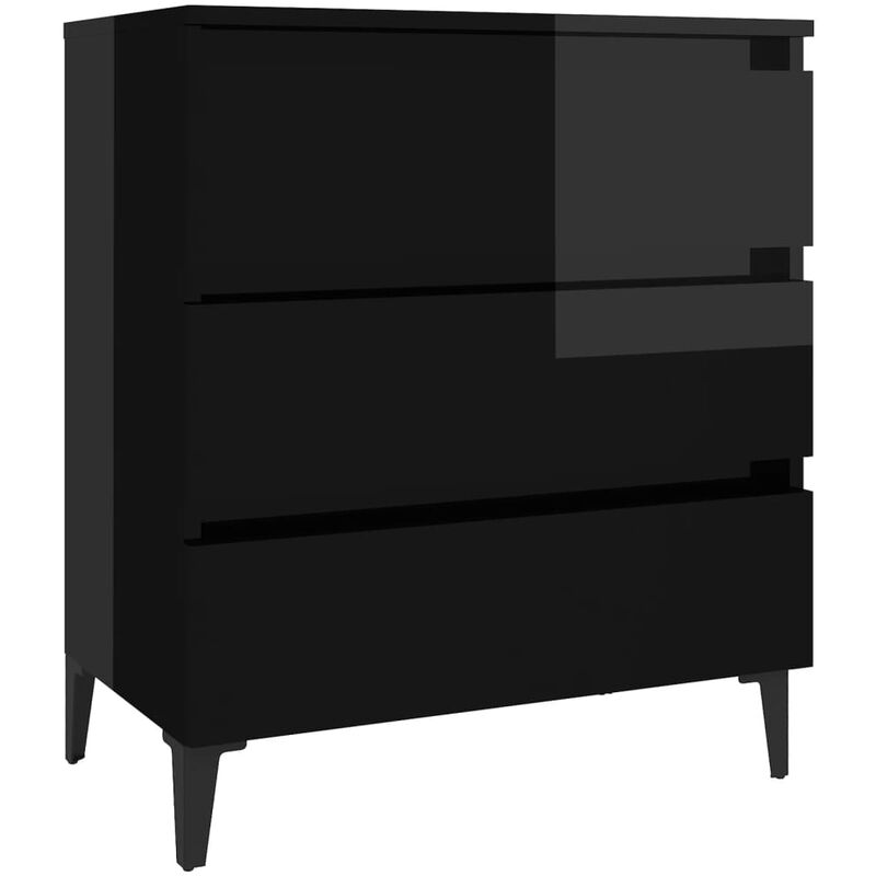 

vidaXL Aparador de aglomerado 60x35x69 cm negro brillante - Negro