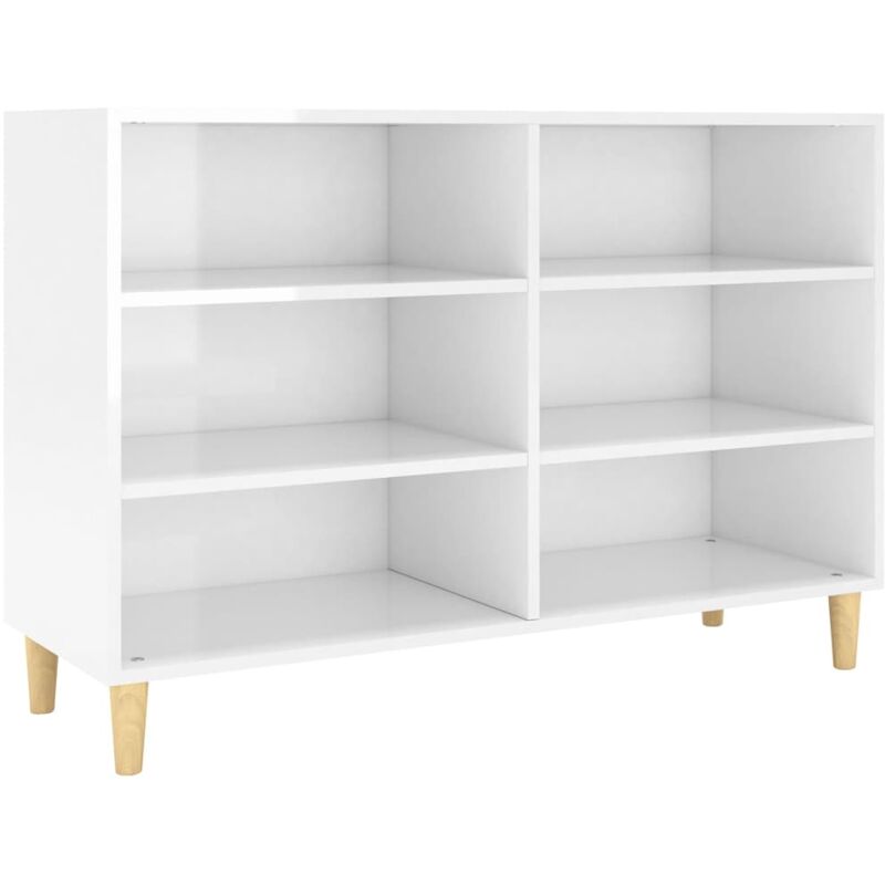 

vidaXL Aparador de aglomerado 103,5x35x70 cm blanco brillante - Blanco