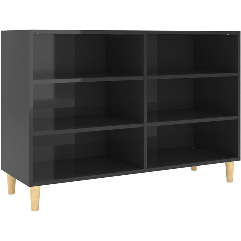 

vidaXL Aparador de aglomerado 103,5x35x70 cm negro brillante - Negro