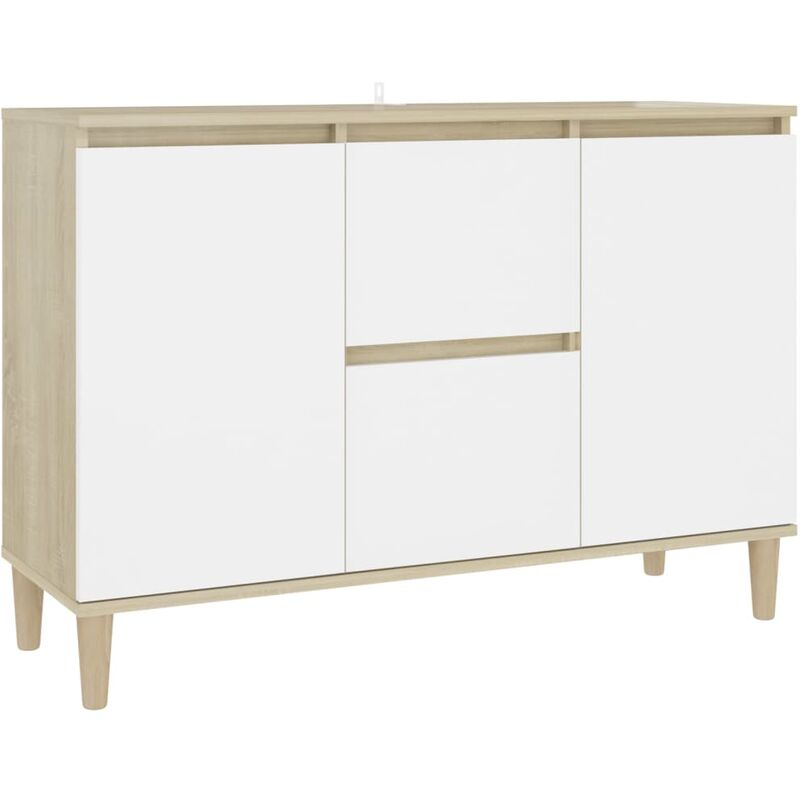 

vidaXL Aparador de aglomerado 103,5x35x70 cm blanco y roble Sonoma - Blanco