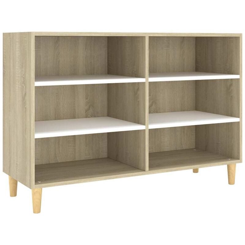 

vidaXL Aparador de aglomerado 103,5x35x70 cm blanco y roble Sonoma - Blanco