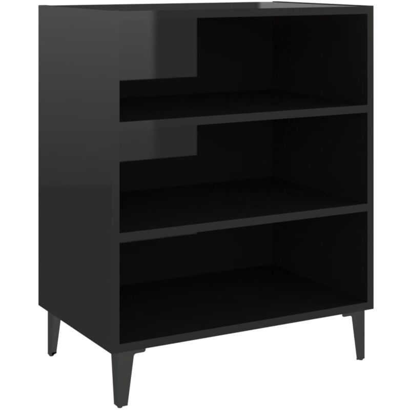 

vidaXL Aparador de aglomerado 57x35x70 cm negro brillante - Negro