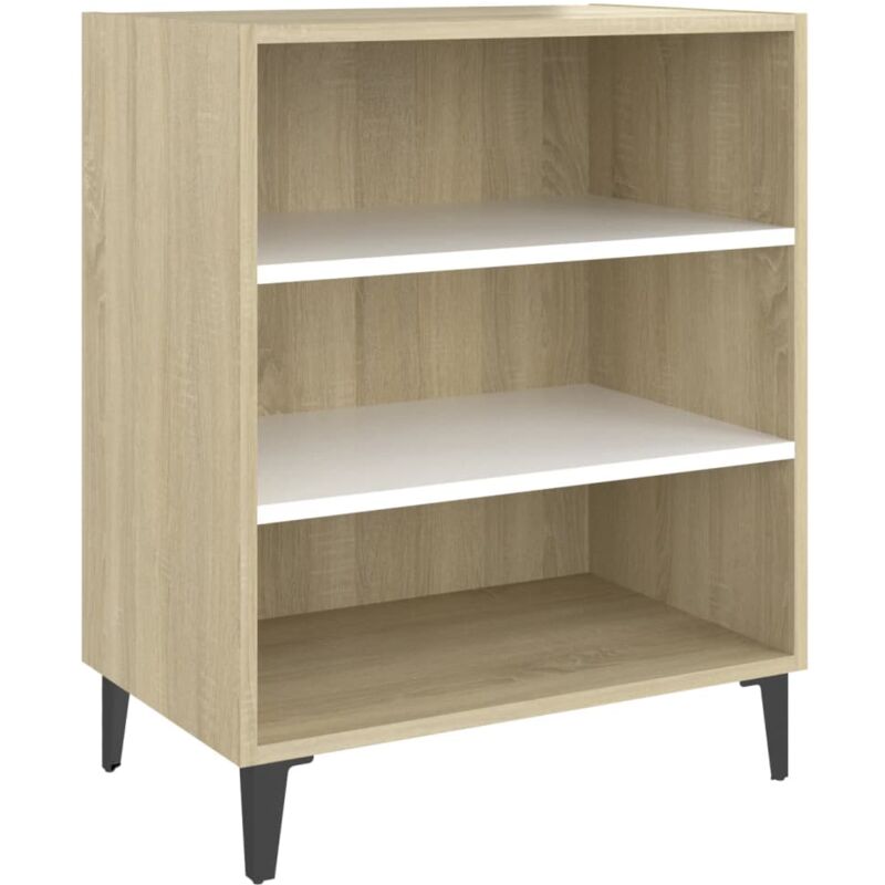 

vidaXL Aparador de aglomerado 57x35x70 cm color blanco y roble Sonoma - Blanco