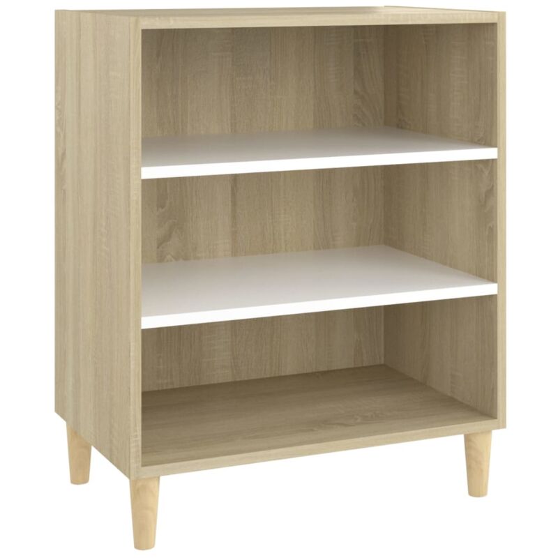 

vidaXL Aparador de aglomerado 57x35x70 cm blanco y roble Sonoma - Blanco