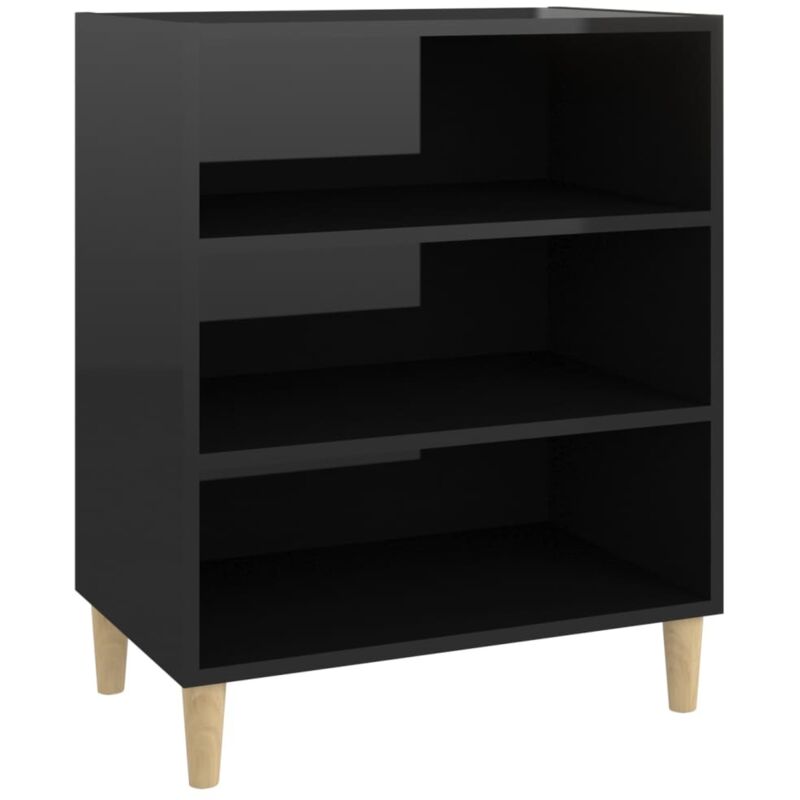 

vidaXL Aparador de aglomerado 57x35x70 cm negro brillante - Negro