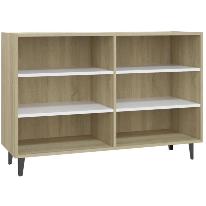 

vidaXL Aparador de aglomerado 103,5x35x70 cm blanco y roble Sonoma - Blanco
