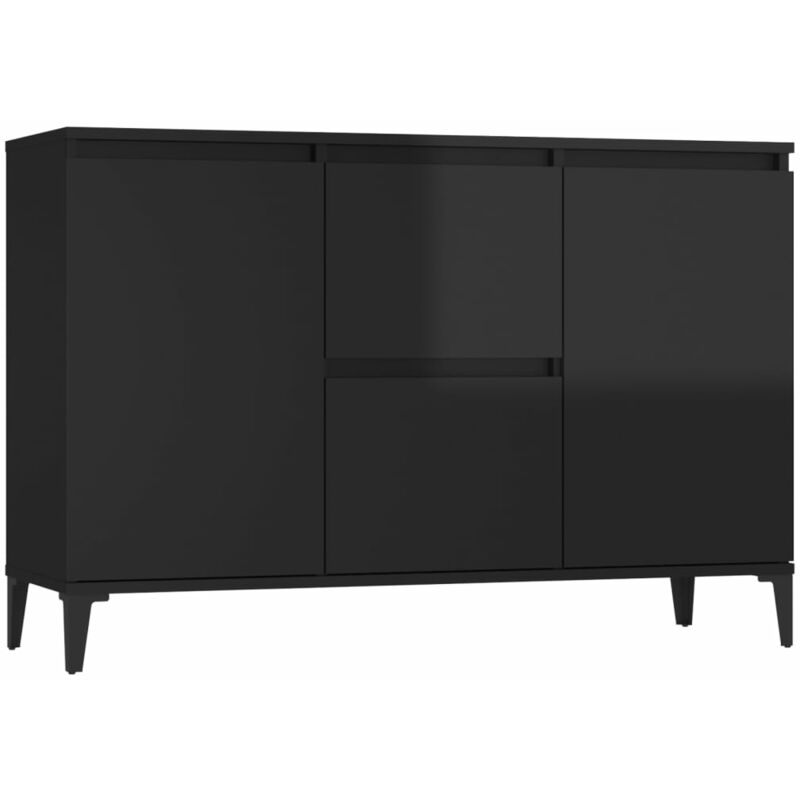 

vidaXL Aparador de aglomerado 104x35x70 cm negro brillante - Negro