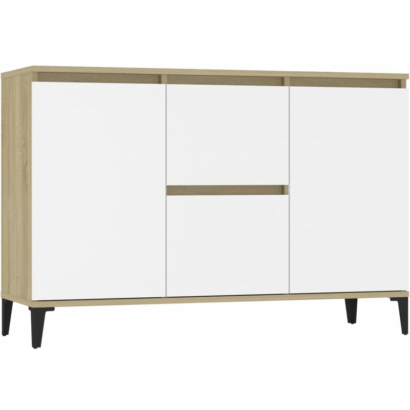 

vidaXL Aparador de aglomerado 104x35x70 cm blanco y roble Sonoma - Blanco