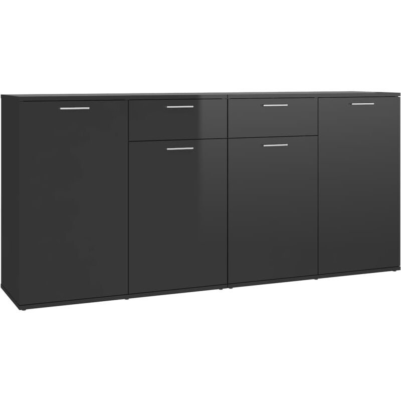 

Aparador de aglomerado negro brillante 160x36x75 cm - Negro - Vidaxl