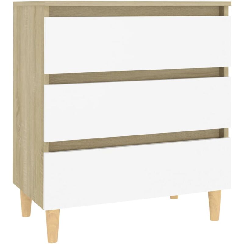 

Aparador de aglomerado 60x35x69 cm blanco y roble Sonoma - Blanco - Vidaxl