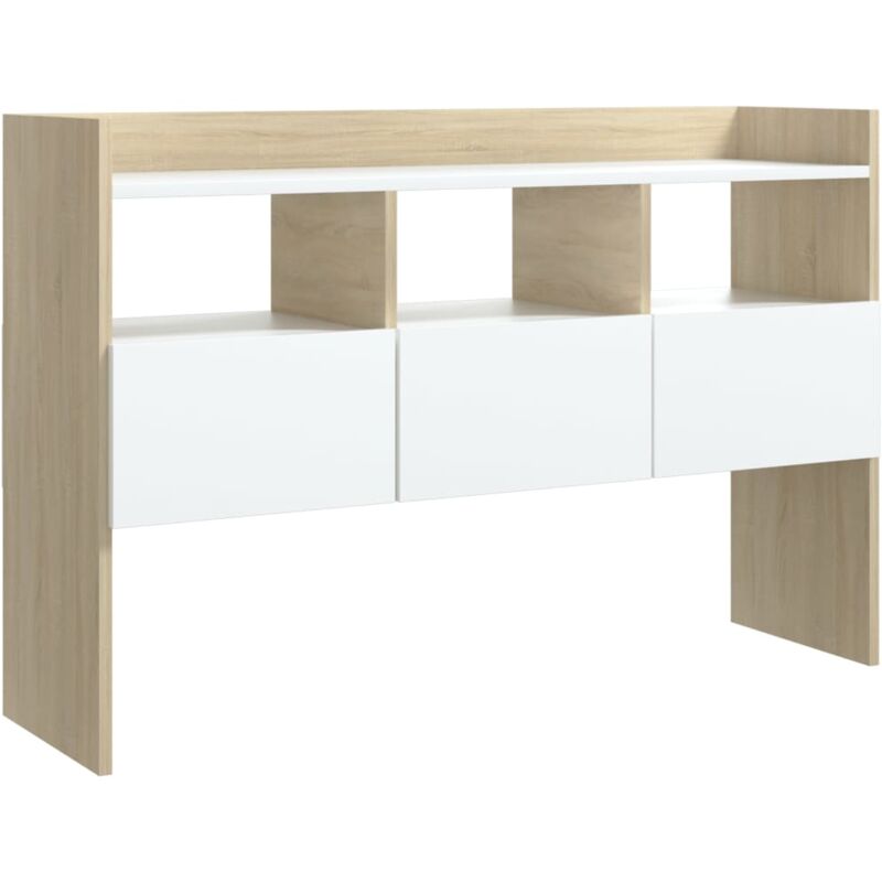 

vidaXL Aparador de aglomerado 105x30x70 cm blanco y roble Sonoma - Blanco