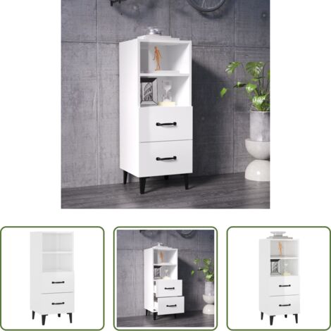 vidaXL Aparador de madera contrachapada -  Aparador de madera contrachapada blanco brillante 34,5x34x90 cm