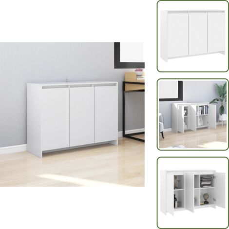 - vidaXL Aparador de madera contrachapada blanco 102x33x75 cm -