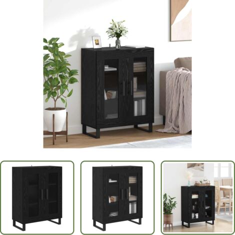 vidaXL Aparador de madera contrachapada -  Vitrina Roble Negro 69,5 x 34 x 90 cm Madera contrachapada