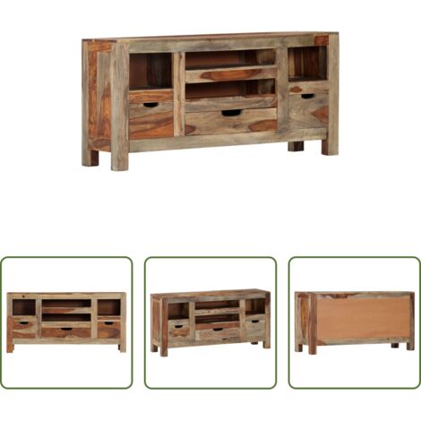 vidaXL Aparador de madera maciza -  Aparador de madera maciza de acacia gris 100x30x50 cm