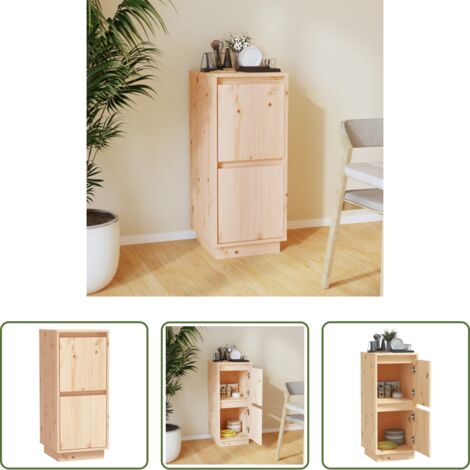 vidaXL Aparador de madera maciza -  Aparador de madera maciza de pino 31,5x34x75 cm