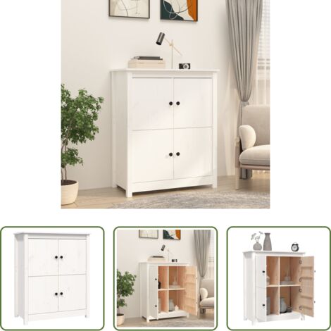 vidaXL Aparador de madera maciza -  Aparador de madera maciza de pino blanco 83x41,5x100 cm