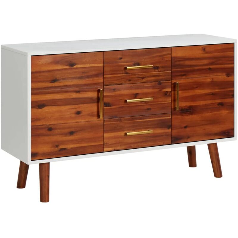 

vidaXL Aparador de madera maciza de acacia y MDF 110x35x70 cm - Marrón