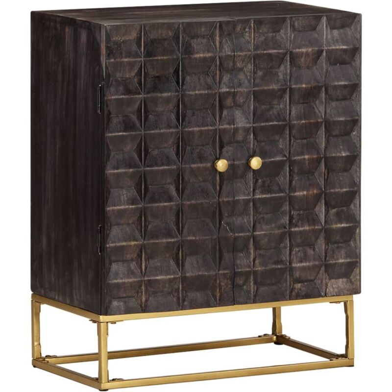 

vidaXL Aparador de madera maciza de mango negro 60x35x75 cm - Negro