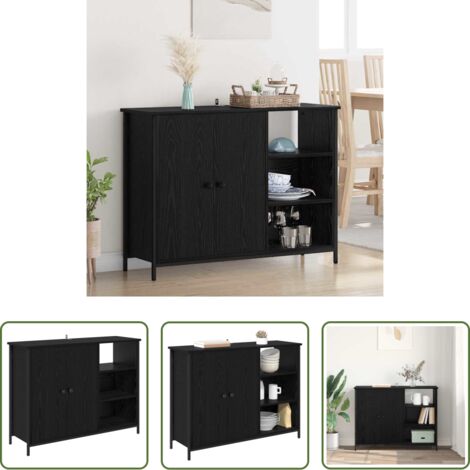 vidaXL Aparador de roble negro -  Vitrina Roble Negro 100 x 33 x 75 cm Madera contrachapada