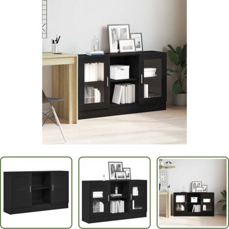 vidaXL Aparador de roble negro -  Vitrina Roble Negro 120 x 30,5 x 70 cm Madera contrachapada