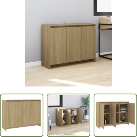 vidaXL Aparador de roble Sonoma -  Aparador de madera contrachapada roble Sonoma 102x33x75 cm
