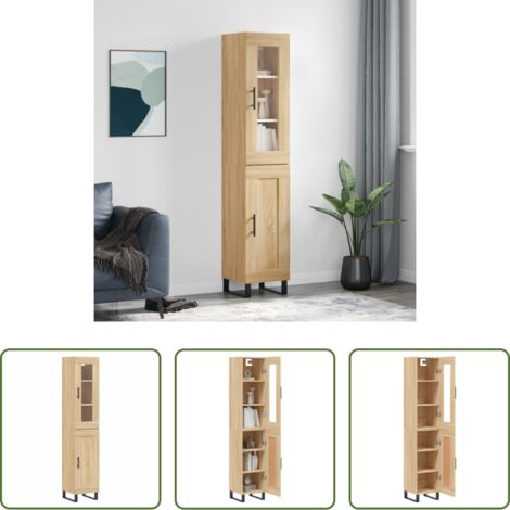 vidaXL Aparador de roble Sonoma -  Aparador de madera contrachapada roble Sonoma 34,5x34x180 cm