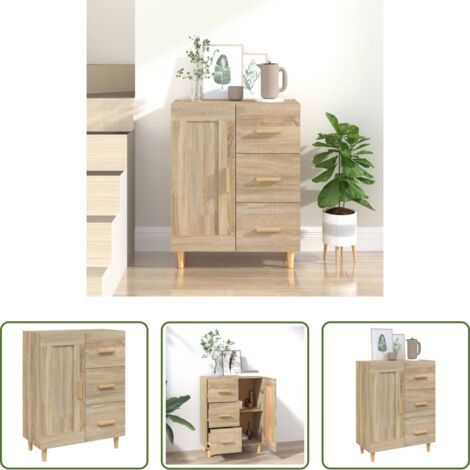 vidaXL Aparador de roble Sonoma -  Aparador de madera contrachapada roble Sonoma 69,5x34x90 cm