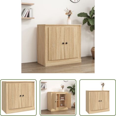 vidaXL Aparador de roble Sonoma -  Aparador de madera contrachapada roble Sonoma 70x35,5x67,5 cm