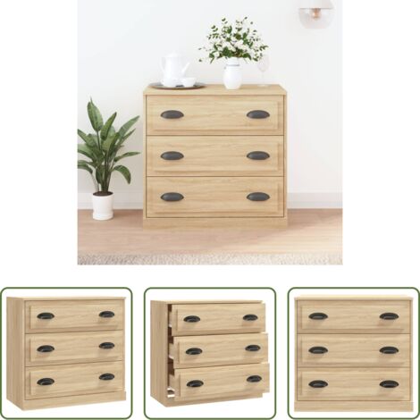 vidaXL Aparador de roble Sonoma -  Aparador de madera contrachapada roble Sonoma 70x35,5x67,5 cm