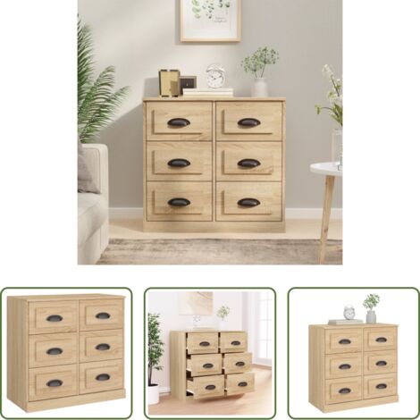 vidaXL Aparador de roble Sonoma -  Aparador de madera contrachapada roble Sonoma 70x35,5x67,5 cm