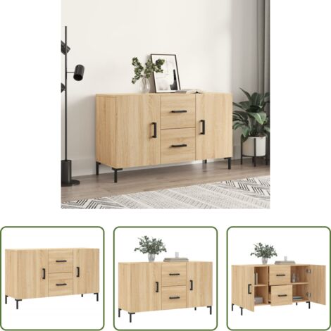 vidaXL Aparador de roble Sonoma -  Aparador de madera de ingeniería roble Sonoma 100x36x60 cm