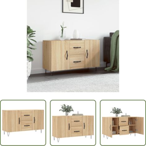 vidaXL Aparador de roble Sonoma -  Aparador de madera de ingeniería roble Sonoma 100x36x60 cm