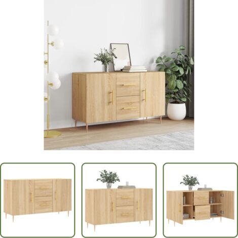 vidaXL Aparador de roble Sonoma -  Aparador de madera de ingeniería roble Sonoma 100x36x60 cm
