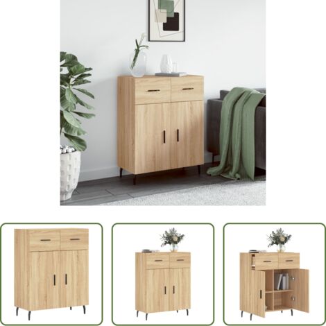 vidaXL Aparador de roble Sonoma -  Aparador de madera de ingeniería roble Sonoma 69,5x34x90 cm