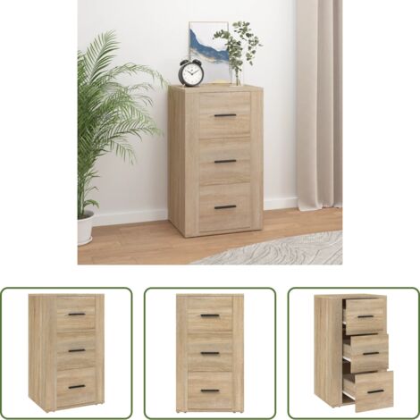 vidaXL Aparador de roble Sonoma -  Aparador madera contrachapada color roble Sonoma 40x33x70 cm