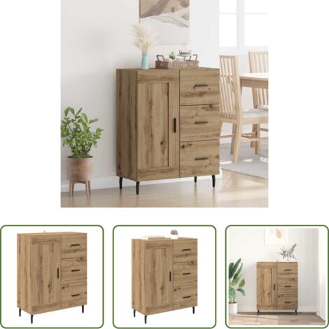 vidaXL Aparador de roble -  Vitrina con cajón Roble artesanal 69,5 x 34 x 90 cm