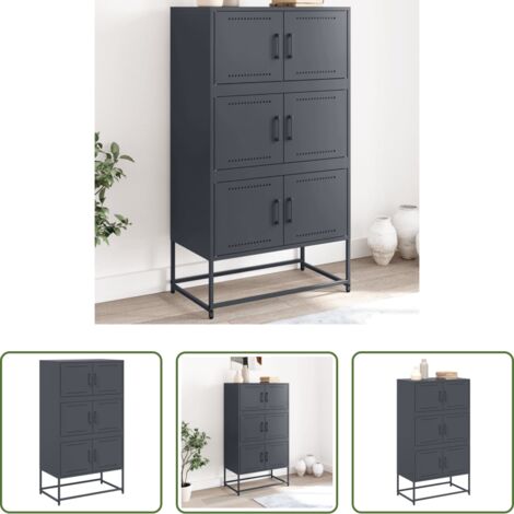 vidaXL Aparador industrial -  Aparador de acero gris antracita 68,5x38,5x123,5 cm