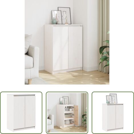 vidaXL Aparador lateral -  Aparador madera maciza de pino blanco 60x36x84 cm