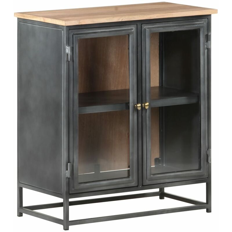 

vidaXL Aparador madera maciza de acacia y acero gris 60x35x70 cm - Gris